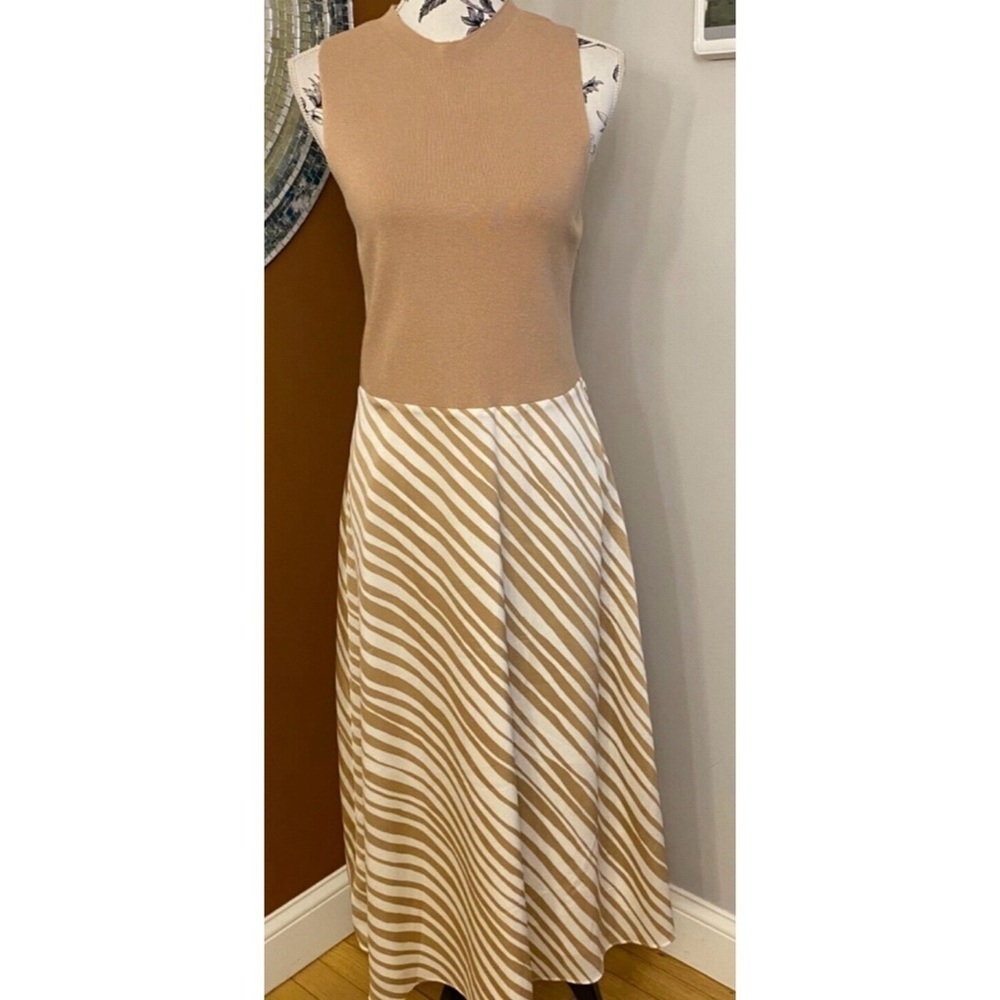 Ann Taylor Tan and White Maxi Dress